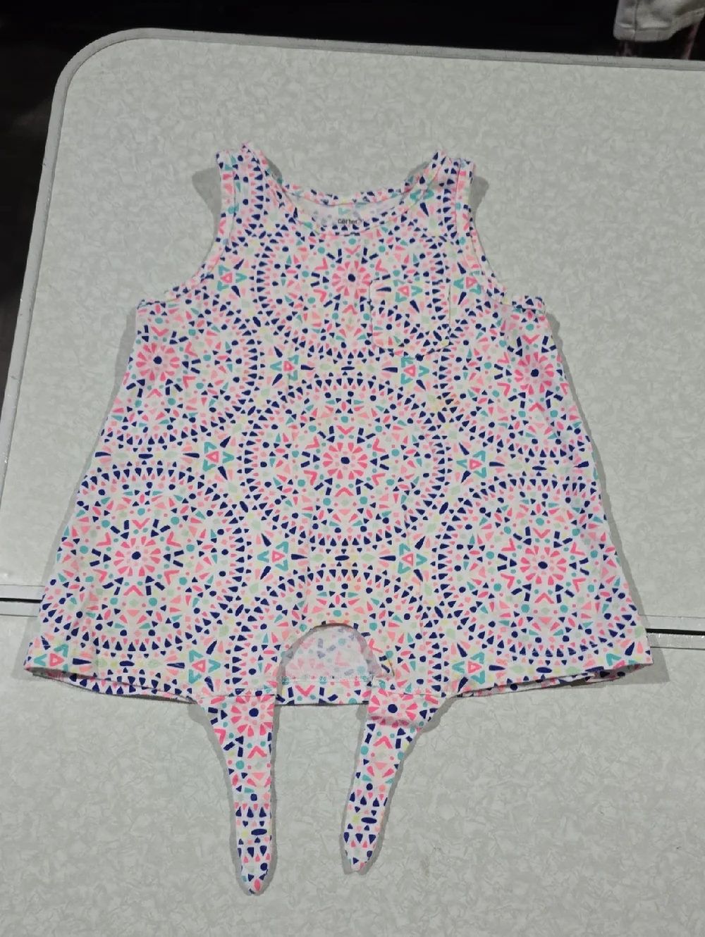 Carter's Pink Geometric Tie-Front Tank Top Size 6